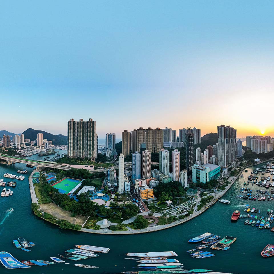 Aerial view of Aberdeen Typhoon Shelters and Ap Lei Chau, Hong Kong