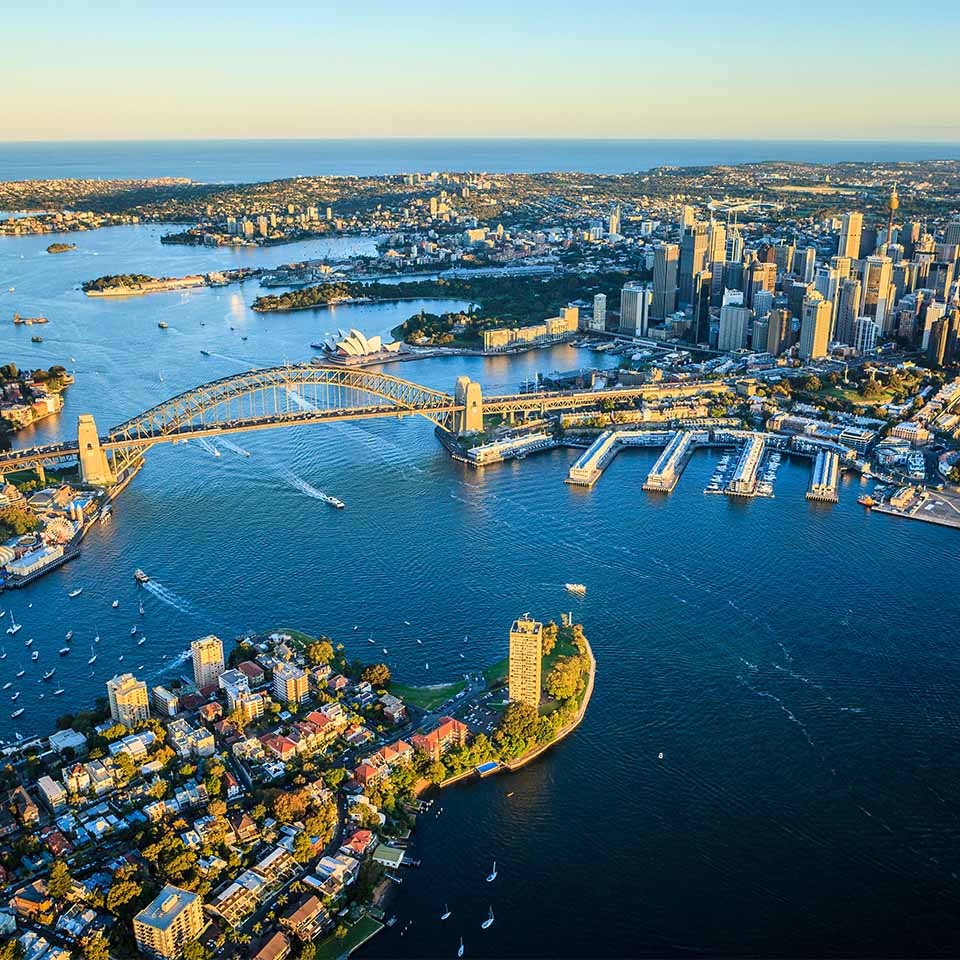 E3XYDY - Aerial view of Sydney cityscape, Sydney, New South Wales, Australia