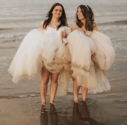 Beautiful lesbian wedding on the beach Cleethorpes UK