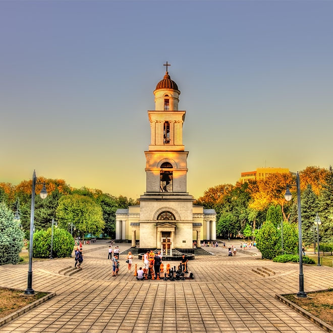 Bell tower of the Nativity Cathedral in Chisinau - Moldova