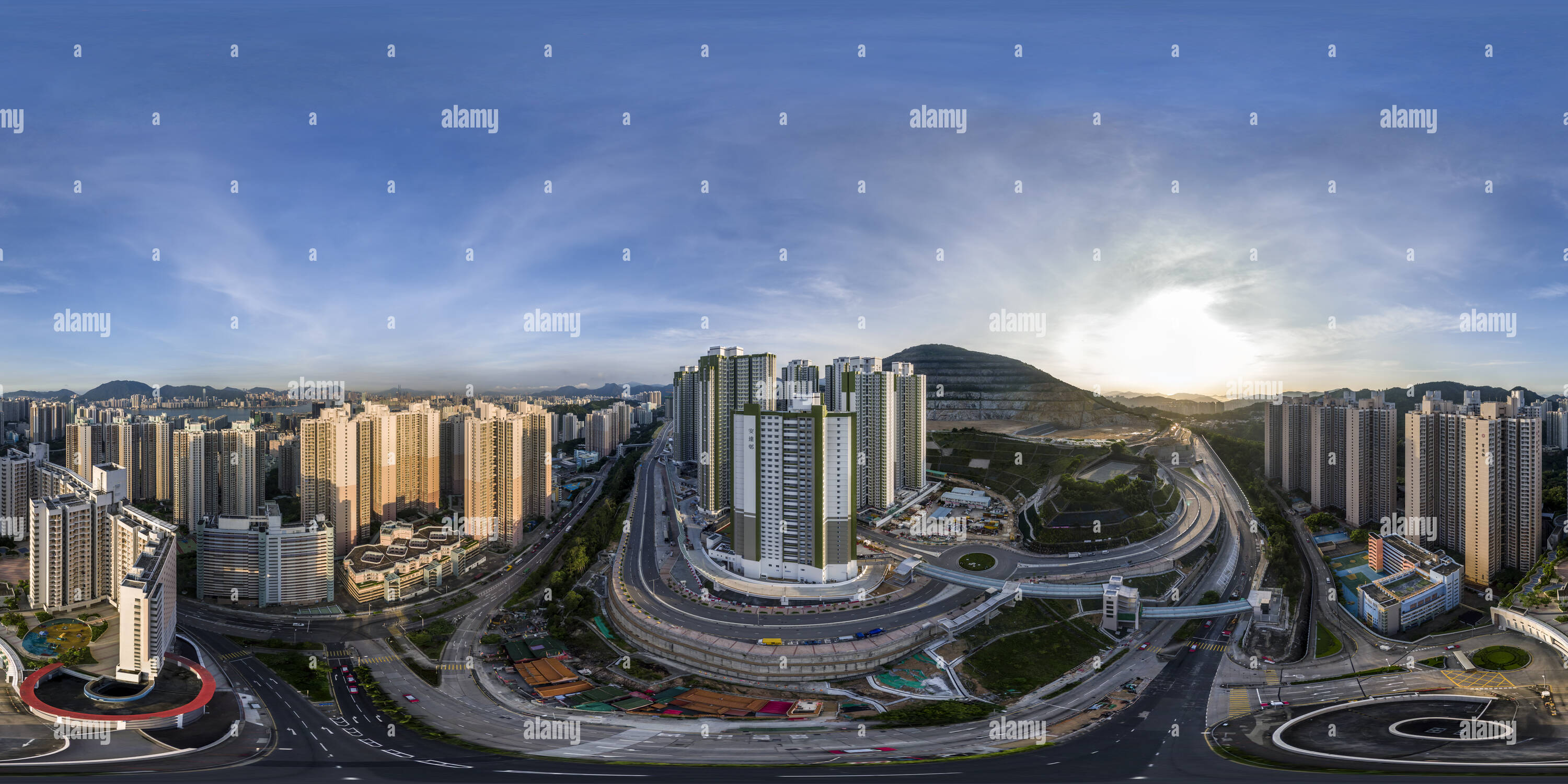 360 degree panoramic view of Public Housing---On Tat Estate(秀茂坪公屋安達邨), Sau Mau Ping, HK