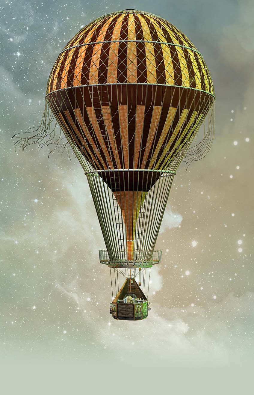 T99769 - Fantasy hot air balloon in the enchanted starry sky