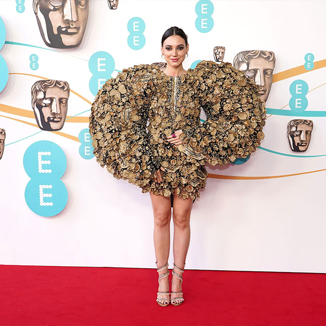 2NGWAR1 - Andreea Cristea attending the 76th British Academy Film Awards held at the Southbank Centre's Royal Festival Hall in London.